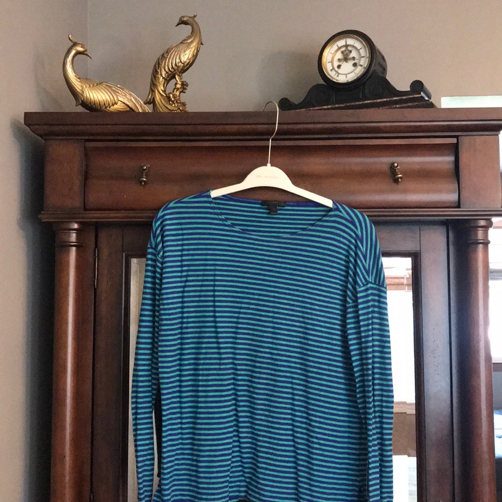 J. Crew blue and green striped shirt